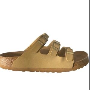 Birkenstock Florida Fresh Birkibuc Sandals Latte Beige/Beige Sz 37 Narrow Vegan